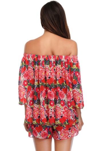 New peonies print sexy two-piece beach cover-ups