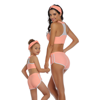 New Sexy Padded mesh spliced two-piece Parent-child Swimwear-MOM (Without hair band)