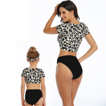 New leopard print padded sexy two-piece parent-child swimwear-MOM (Not hair band)