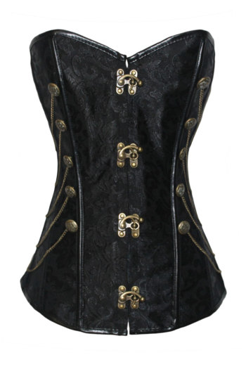 Black Steampunk Style Over Bust Corset with Chain