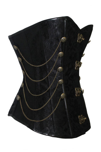 Black Steampunk Style Over Bust Corset with Chain