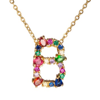 letter b colored rhinestones necklace