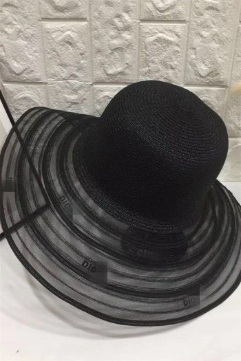New two colors beach sea travel big-brim letter printed straw woven hat
