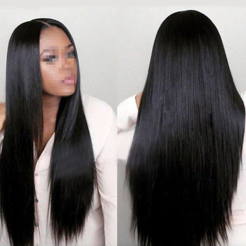 black natural long straight synthetic wig(length:around 65cm, with net cap)x3 pcs