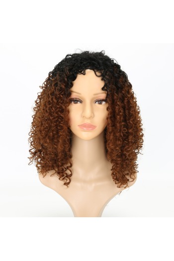 brown curly synthetic wig(length:around 45cm,with net cap)x3 pcs