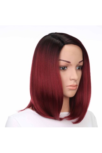gradient rose red synthetic wig(length:16inch)x3 pcs