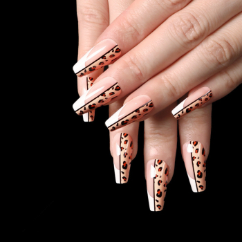 24 pcs stylish leopard false nail(with 1 sheet tape)x3 boxes