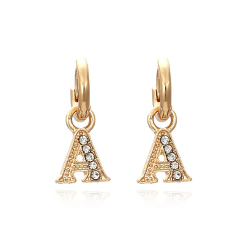 1 pair Rheinstone decor "A" earrings