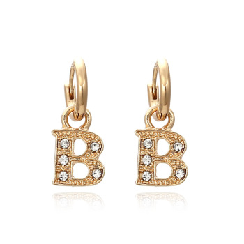 1 pair Rheinstone decor "B" earrings