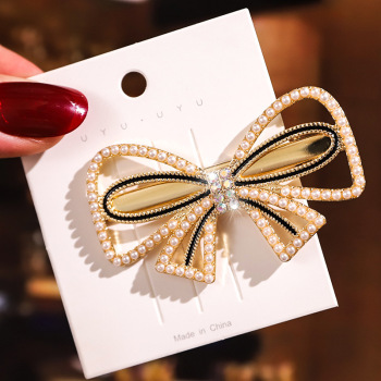 1 pc Elegance faux pearl bowed design hairpin