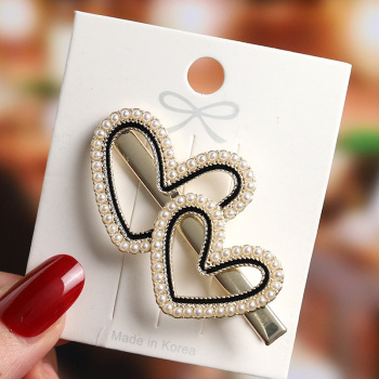 1 pc Heart design pearl decor hairpin