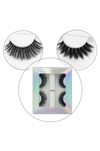 2 pairs Mixed styles faux mink false eyelashes with box(Length: about 15mm)#5#