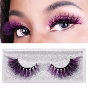 1 pair real mink colorful false eyelashes with box#7#(length:17mm)
