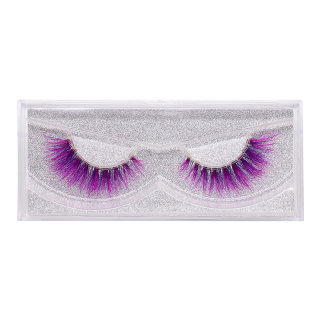 1 pair real mink colorful false eyelashes with box#5#(length:16mm)