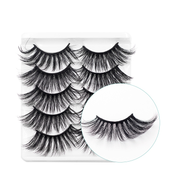 5 pairs real mink fashion long false eyelashes with box#7# (length:25mm)