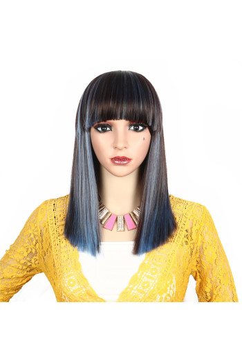 fashion blue color sythetic wig(length:16 inch)x3 pcs