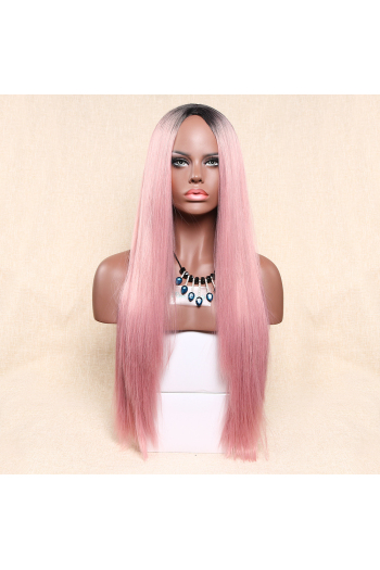 synthetic gradient pink long wavey wig(length:32 inch)x3 pcs