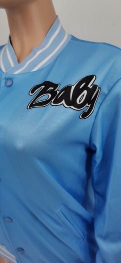Autumn plus size letter offset printing single breasted micro elastic baseball jacket