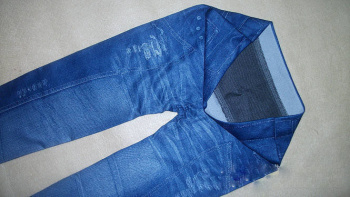  Denim blue horizontal stripe printing  leggings