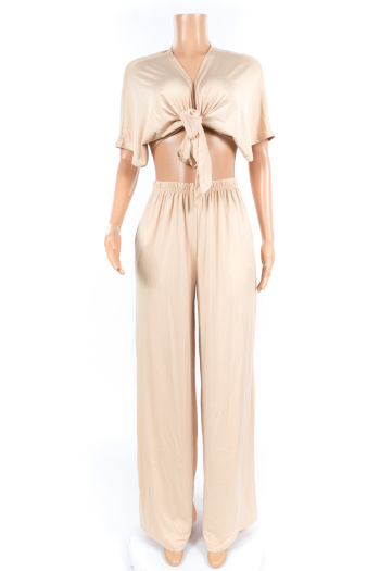 Sexy straps deep V wide-leg pants two-piece nightclub suit added color 