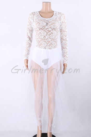  Women's Lace Long Sleeves Sexy Bodycon