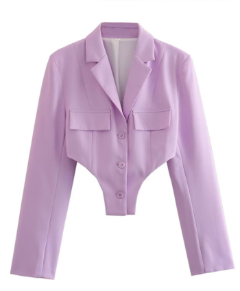 exquisite non-stretch solid color suit collar irregular jacket size run small