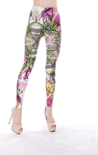  Lily pattern print  leggings 