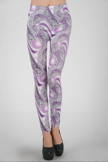 purple color stripe gray leggings