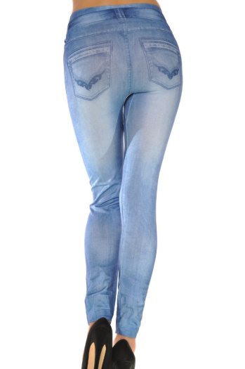  Blue Denim mill white printing leggings