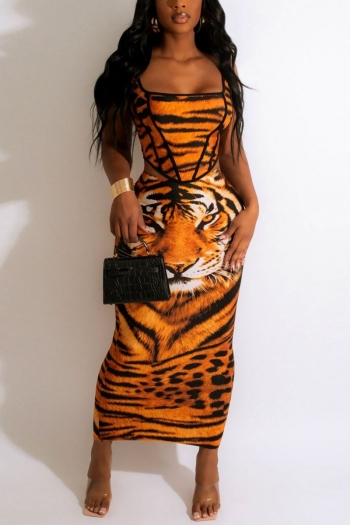 s-2xl summer new high stretch leopard & tiger printing sling backless slim sexy skirt sets