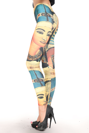  blue and yellow color printing leggings