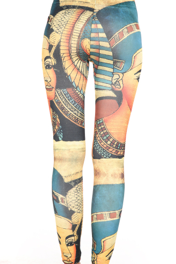  blue and yellow color printing leggings