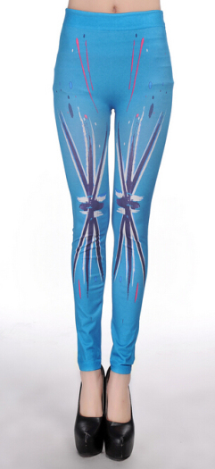 knee m word pattern blue printing leggings