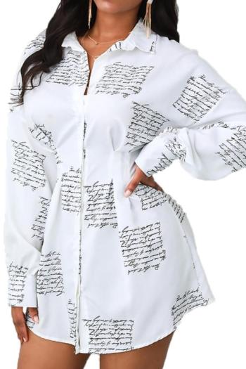 plus size spring single breasted letter batch printing inelastic new stylish mini dress (without belt)