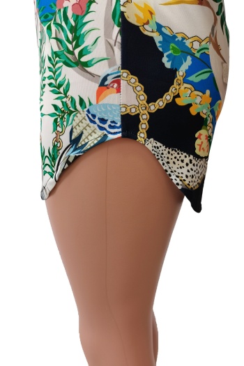 Single breasted batch printing autumn 2 colors plus size new stylish stretch mini dress (no belt)