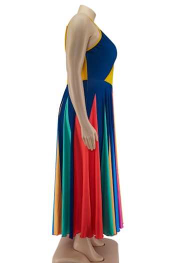 XL-5XL multicolor batch printing stretch adjustable straps stylish maxi dress