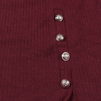 Autumn new plus size stretch knitted buttons decor stylish elegant mini dress