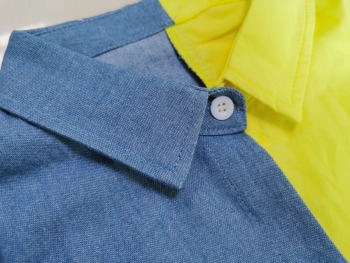 Plus size solid color stitching denim autumn 4 colors single breasted inelastic mini dress