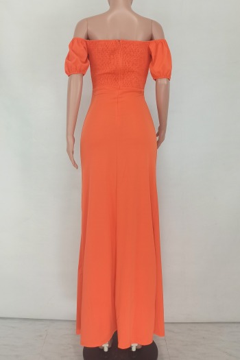 New plus size solid color stretch off-shoulder hollow knotted zip-up back stylish maxi dress