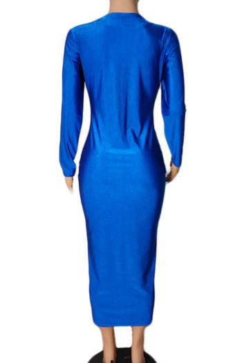 New stylish solid color autumn v-neck pleated simple stretch midi dress (both sides wear)