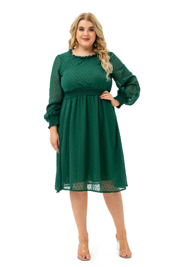 xl-5xl autumn new solid color chiffon double-layer spliced inelastic stylish midi dress