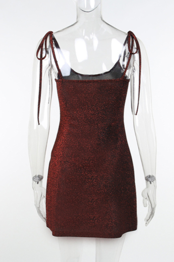 Summer lace-up sling new stylish stretch sexy slim slit mini dress