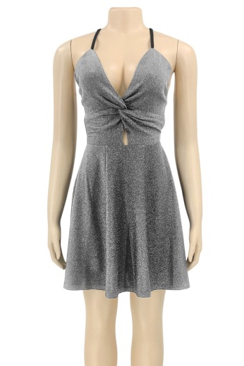 Summer plus size two colors stretch hollow lace-up sexy mini dress