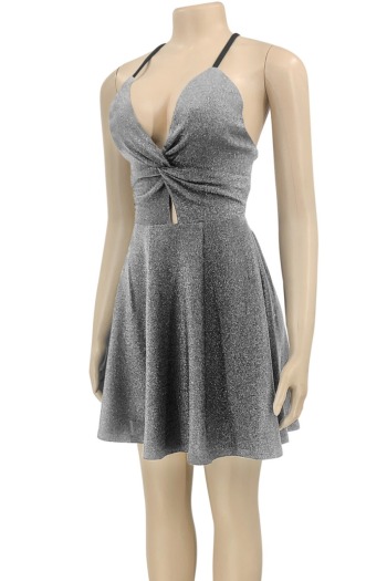 Summer plus size two colors stretch hollow lace-up sexy mini dress