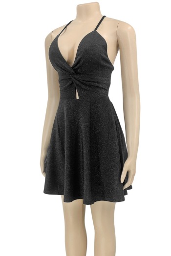 Summer plus size two colors stretch hollow lace-up sexy mini dress