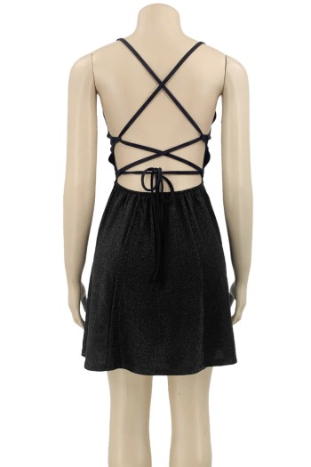 Summer plus size two colors stretch hollow lace-up sexy mini dress