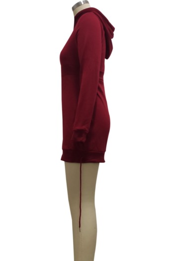 Autumn new stylish simple 4 colors plus size pure color zip-up hooded stretch slim sexy mini dress