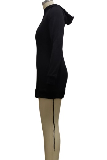 Autumn new stylish simple 4 colors plus size pure color zip-up hooded stretch slim sexy mini dress