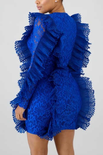 Autumn new stylish solid color micro-elastic lace patchwork see-through zip-up plus size slim sexy mini dress