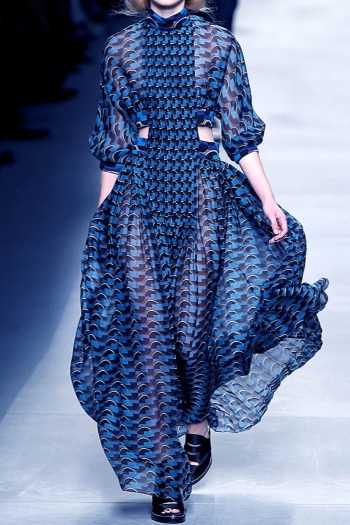 spring new stylish geometric pattern inelastic chiffon hollow high-quality micro-permeable pleated sexy maxi dress